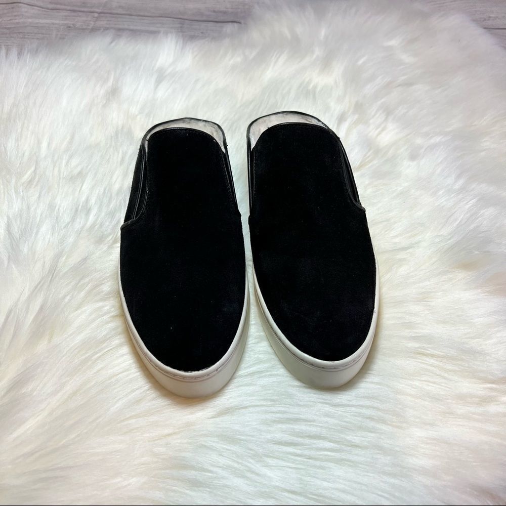 Vince Black Slip-On Sneakers with White Soles